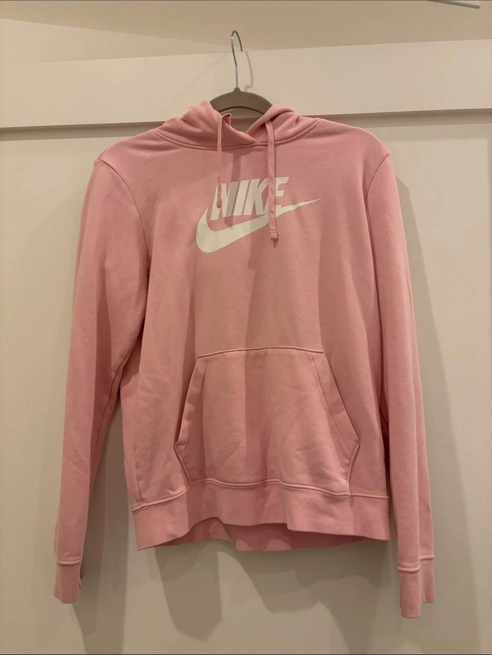 Nike Pink Hoodie with White Logo - Women's Pullover Sweatshirt